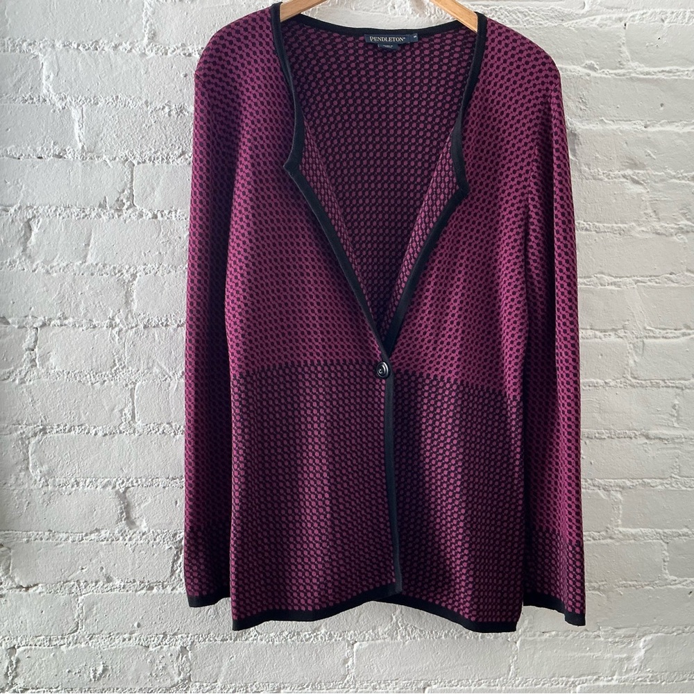 Pendleton Cardigan Sweater One Button Cotton Knit… - image 1